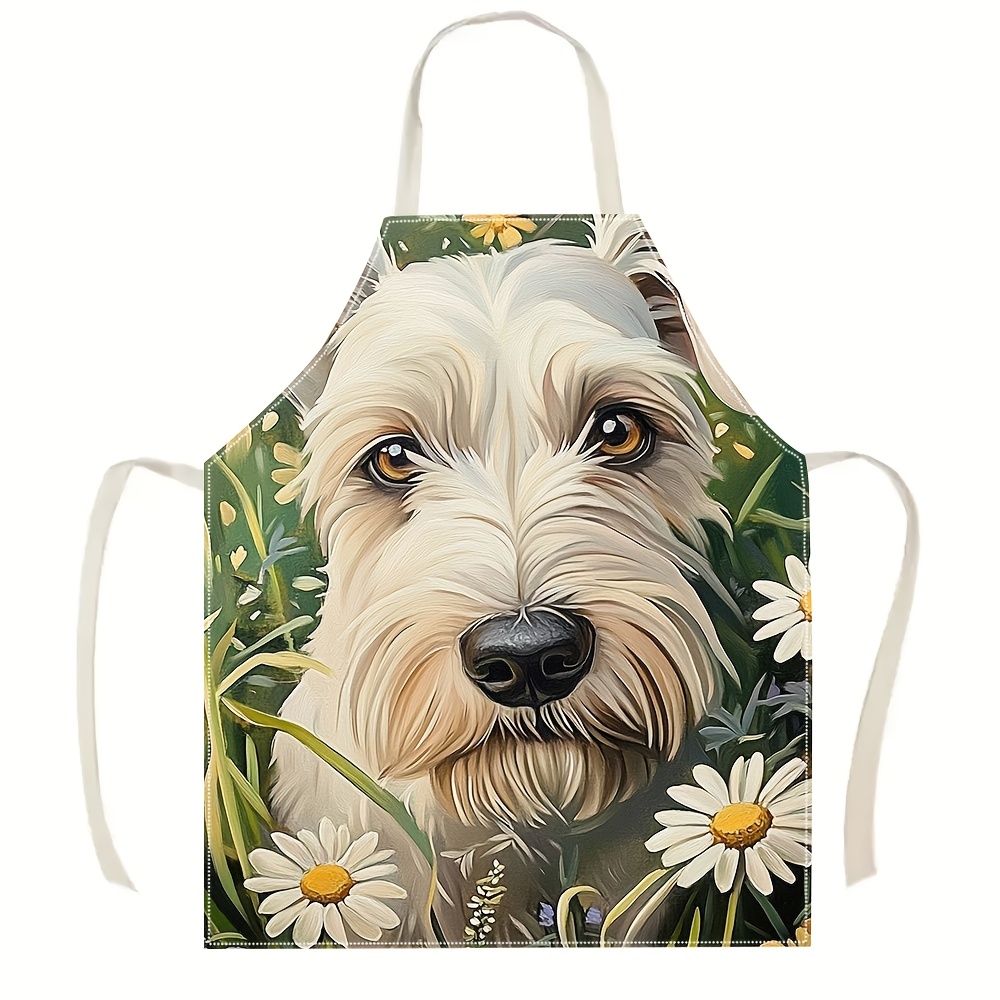 Home Cooking For Dogs - Grazioso Grembiule Bianco con Cane, Bavaglino